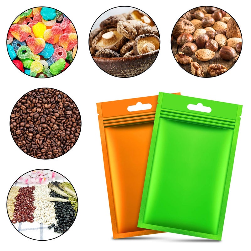 Hestya 200 Pieces Film Resealable Bags Polyester Odor Proof Bags Aluminum Foil Food Storage Metallic Flat Zipper Sealable Pouch for Small Business Candy Sample Packaging(9 x 15 cm,Multicolor) - Image 4